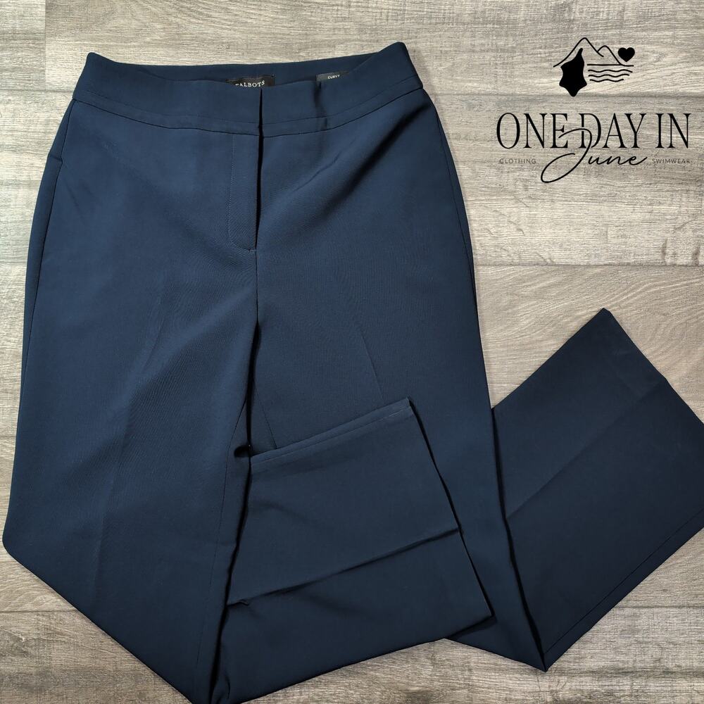 Talbots Curvy Dress Pants Navy Straight Leg Career Trousers NWT Size 8